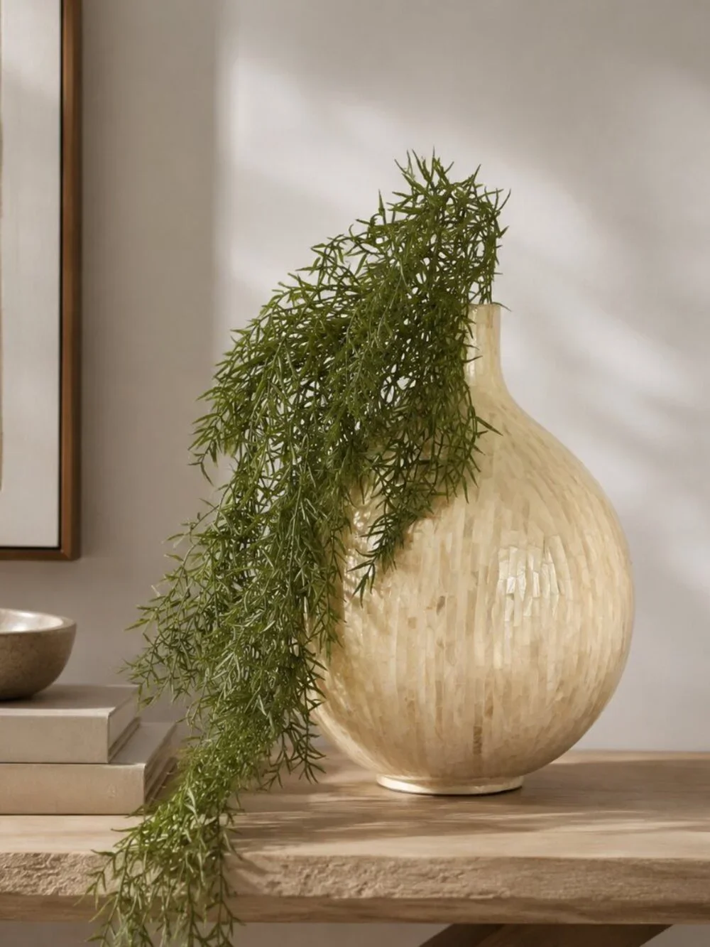 Pottery Barn Mother of Pearl Shell Round Decorative Vase Pot Abalone Farmhouse